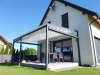 3x4m Roman patio blind on a modern outdoor terrace, premium sun protection and waterproof fabric under a metal pergola