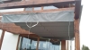 Grey waterproof Roman shade for a terrace mounted on a wooden pergola, 3x4 m premium sun protection awning