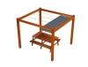 Retractable waterproof roman shade 3x4m on a wooden patio pergola over a picnic table.