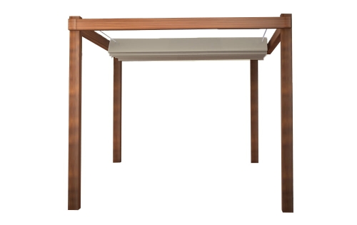 Retractable waterproof 3x3m garden pergola sail with wooden frame in premium beige sunshade fabric