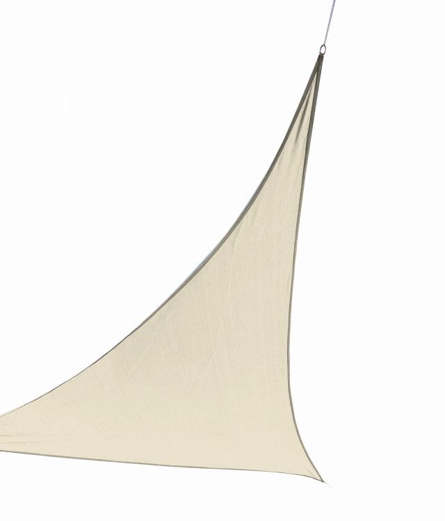 Triangle beige waterproof sun shade sail for garden or patio protection.