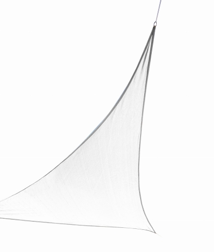 Dreieckiges Sonnensegel in Weiß, Maße 4,2x4,2x5,9 m, mit Seilbefestigung