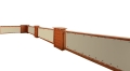 Custom waterproof premium balcony screen in cream color installed on a wooden terrace railing with grommets.