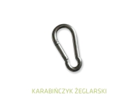 Stainless steel snap hook carabiner for shade sail mounting against a plain white background