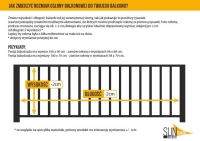 Instructional diagram for measuring a balcony screen, showing height and length icons on a railing illustration.