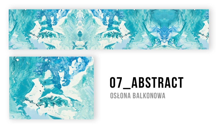 Abstrakte Balkonverkleidung in Blau- und Weißtönen mit Motiv 07_ABSTRACT – Grafik nach Maß