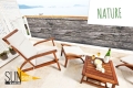 Protección publicitaria para balcón con estampado de madera antigua serie Nature en terraza con vistas al mar