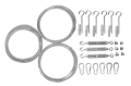 Montageset für Sonnensegel: Stahlseile, Spannschrauben, Karabiner und Haken mit Dübeln