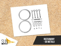 Steel cable mounting kit for SunShade skylight cover with turnbuckles, snap hooks, and eye bolts on a white background