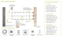 Technical diagram showing the installation of a retractable sunshade awning on a roof skylight with hardware components