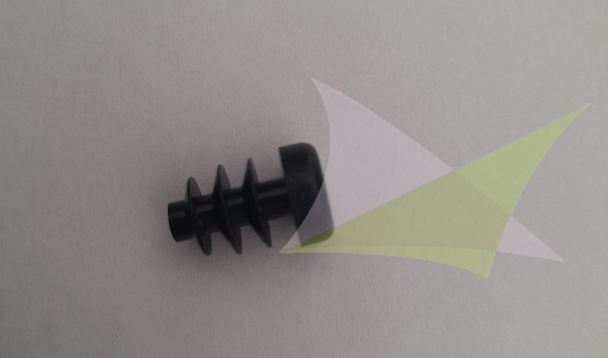 Black plastic ribbed end cap for aluminum tubes used as a mounting plug or finishing tip for hardware assembly.