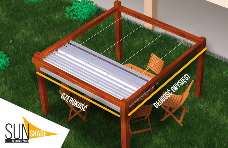 Retractable waterproof roman blind for a 3x4m outdoor terrace wooden pergola from Sunshade Premium