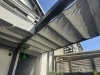 3x4m outdoor grey roman shade canopy on a dark wooden frame, waterproof retractable sun protection for terrace patio