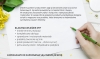 Promotional flyer for Polish-made outdoor sun sails and balcony covers with handwritten style text and green pencil