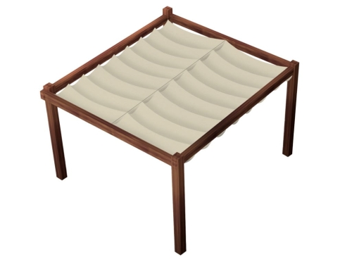 Retractable waterproof garden sail shade 2.5x5m with a premium brown wooden pergola frame and cream wave canopy