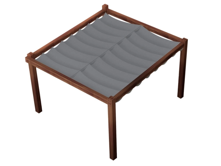 Retractable 3x3m waterproof sun shade sail with a premium wooden pergola frame for garden and patio cover