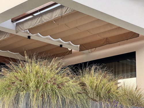 Premium 3x4 m waterproof retractable roman shade for patio terrace providing sun protection and outdoor comfort