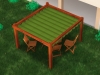 Premium waterproof 3x4 m green terrace roman blind on a wooden pergola with chairs in a garden setting
