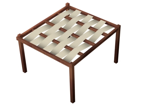 Striscia impermeabile per pergola larga 70 cm in beige, intrecciata tra le travi in legno