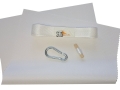 Kit de réparation pour voiles d'ombrage avec tissu blanc, ruban, mousqueton et aiguille avec fil
