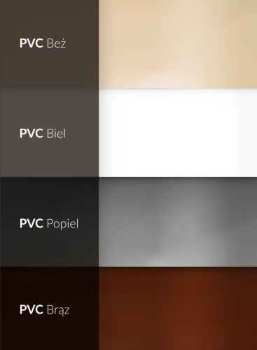 Farbmuster für PVC-Planen für Rundbogenhallen: Beige, Weiß, Grau und Braun mit Materialstruktur