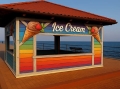 Bâche de terrasse arc-en-ciel avec impression publicitaire Ice Cream, sur mesure pour point de vente gastronomique