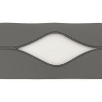 Gray garden pillow cover featuring a zipper closure partially opened to show the white inner padding.