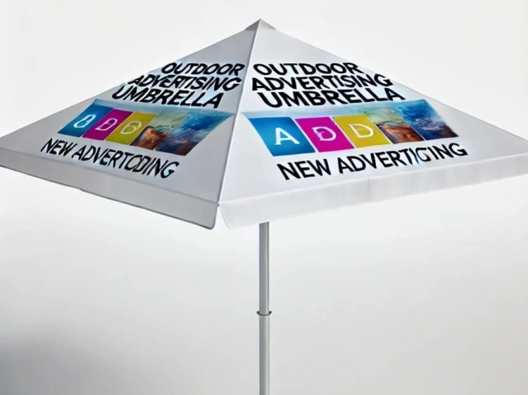 Witte reclameparasol met opdruk Outdoor Advertising Umbrella voor evenementen en promotiecampagnes