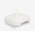 White square water-fillable parasol stand with a central pole attachment and side carrying handle