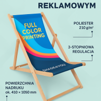 Werbeliegestuhl aus Holz Shade4you mit farbigem Aufdruck, aus Polyester 210 g/m2