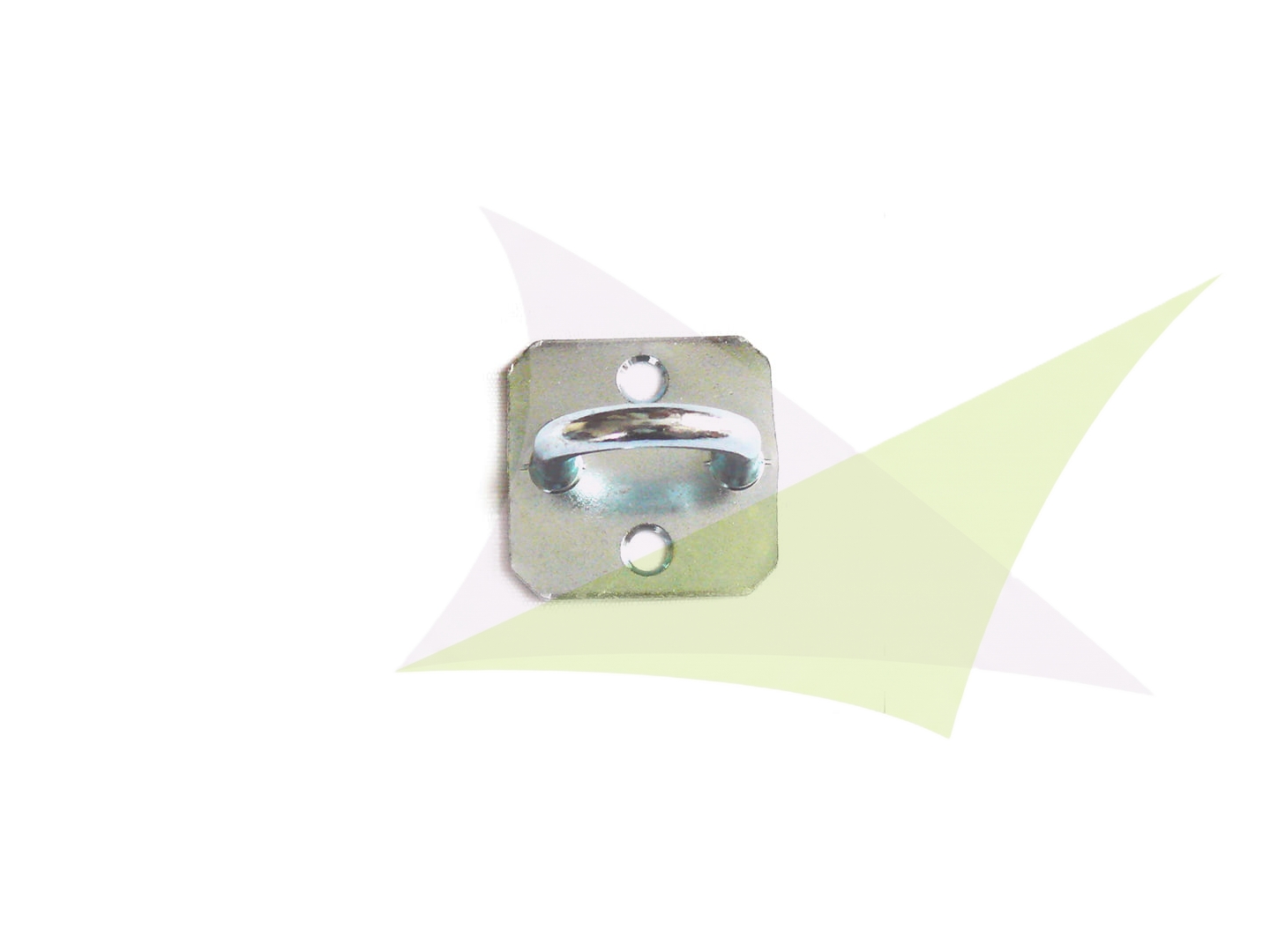 Metal eye bolt mounting plate for installation of an economical outdoor sunshade sail or balcony screen.