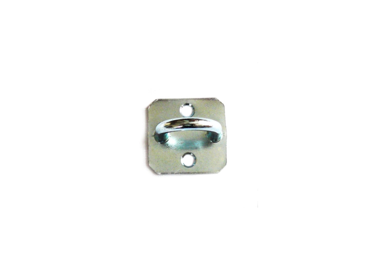 Metal eye bolt mounting plate for installation of an economical outdoor sunshade sail or balcony screen.