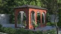 Durchsichtige Planplane für Terrasse mit Ziegelaufdruck zum Schutz der Gartenlaube