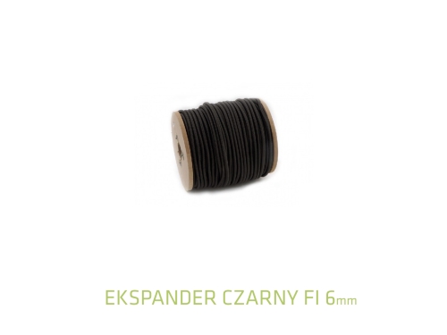 Black 6mm elastic expander cord on a spool for securing cargo and outdoor equipment
