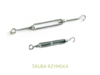 Two zinc-plated steel turnbuckles with eye and hook ends for tensioning, shown in two different lengths.