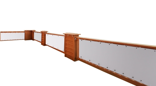 White balcony privacy screen mounted on a wooden railing, 1x2.5m weather-resistant balcony cover with eyelets