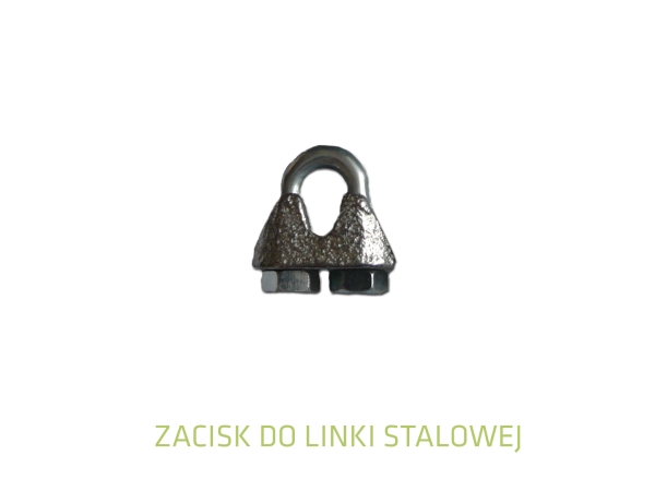 Single-grip galvanized steel wire rope clip for securing cables and creating loops.