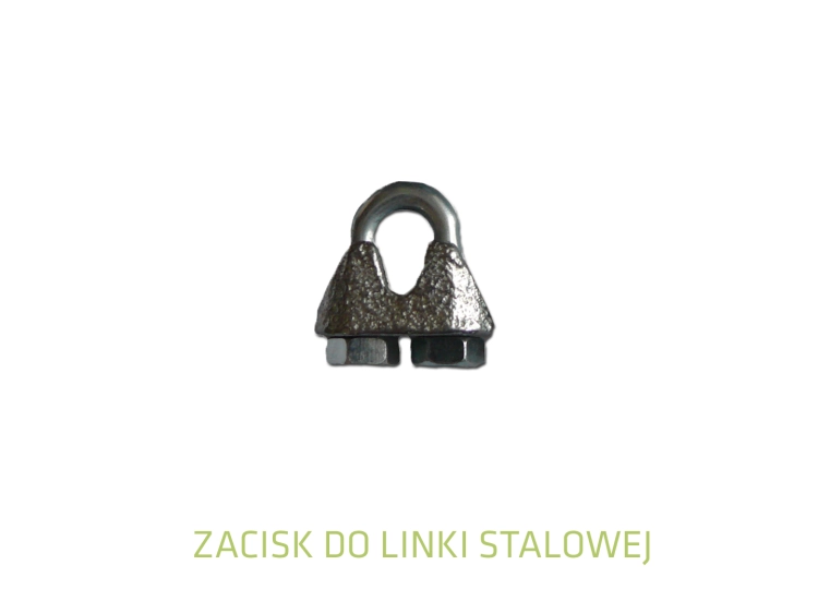 Single-grip galvanized steel wire rope clip for securing cables and creating loops.