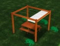 Wasserdichtes Raffrollo für die Terrasse 3x3 m Premium montiert auf einer Holzpergola über einem Picknicktisch